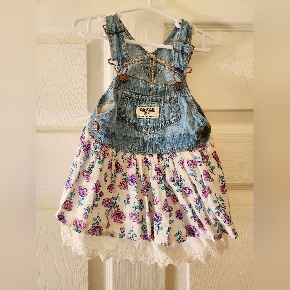 OshKosh B'gosh Blue Denim Floral Skirtall